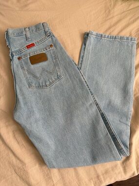 Wrangler Light Blue Denim Riding Jeans with Label Detail